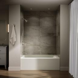 AvecE 60'' x 42'' alcove bath, left drain - Biscuit - image 4