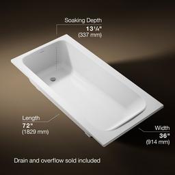 AvecE 72'' x 36'' drop-in bath - White - image 3