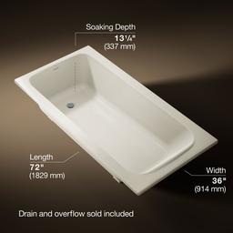 AvecE 72'' x 36'' drop-in bath - Biscuit - image 3