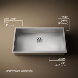 Kohler VaultE 32'' undermount single-bowl kitchen sink - Stainless Steel - image 3