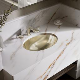 Kohler Rhythm 23-1/4'' oval undermount bathroom sink, no overflow - Mirror French Gold - image 2
