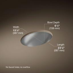 Kohler Rhythm 23-1/4'' oval undermount bathroom sink, no overflow - Not Applicable - image 3