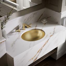Bachata 20'' Oval Drop-In/Undermount Bathroom Sink No Overflow - Vibrant Brushed Moderne Brass - image 2