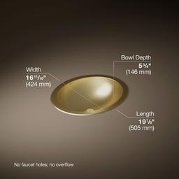 Bachata 20'' Oval Drop-In/Undermount Bathroom Sink No Overflow - Vibrant Brushed Moderne Brass - image 3
