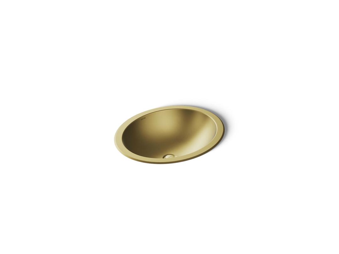 Bachata 20'' Oval Drop-In/Undermount Bathroom Sink No Overflow - Vibrant Brushed Moderne Brass by Kohler