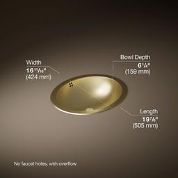 Bachata 20'' Oval Drop-In/Undermount Bathroom Sink - Vibrant Brushed Moderne Brass - image 3