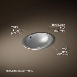 Bachata 20'' oval drop-in/undermount bathroom sink - Satin - image 3