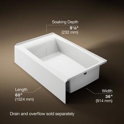 Kohler Entity 60'' x 36'' alcove bath with right drain - White - image 3