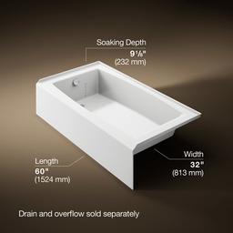 Kohler Entity 60'' x 32'' alcove bath with left drain - White - image 3