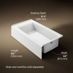 Kohler Entity 60'' x 32'' alcove bath with right drain - White - image 3