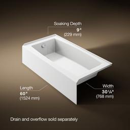 Kohler Entity 60'' x 30'' alcove bath, left drain - White - image 3