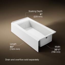 Kohler Entity 60'' x 30'' alcove bath right drain - White - image 3
