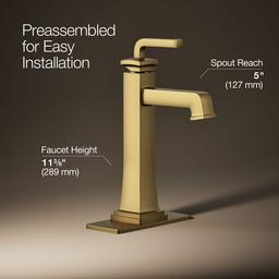 Kohler | Riff | Bathroom Sink Faucet - Vibrant Brushed Moderne Brass - image 3