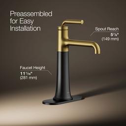 Kohler | Tone | Bathroom Sink Faucet - Matte Black With Brushed Moderne Brass - image 3