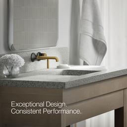 Kohler | Tone | Wall Mounted Bathroom Sink Faucet - Matte Black With Brushed Moderne Brass - image 4