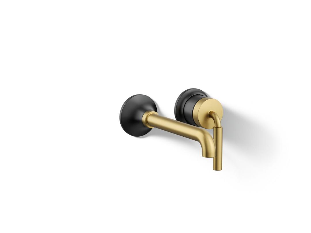 Kohler | Tone | Wall Mounted Bathroom Sink Faucet - Matte Black With Brushed Moderne Brass by Kohler