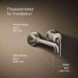 Kohler | Tone | Wall Mounted Bathroom Sink Faucet - Vibrant Brushed Nickel - image 3