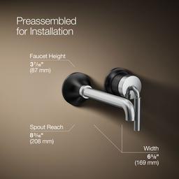 Kohler | Tone | Wall Mounted Bathroom Sink Faucet - Polished Chrome With Matte Black - image 3