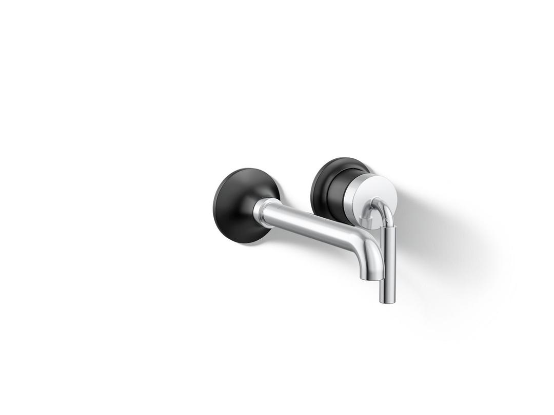 Kohler | Tone | Wall Mounted Bathroom Sink Faucet - Polished Chrome With Matte Black by Kohler