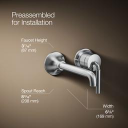 Kohler | Tone | Wall Mounted Bathroom Sink Faucet - Polished Chrome - image 3