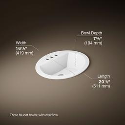 Kohler Bryant 20-1/4'' oval drop-in bathroom sink - White - image 3