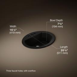 Kohler Bryant 20-1/4'' oval drop-in bathroom sink - Black - image 3