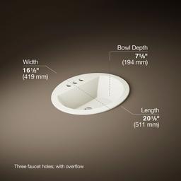 Kohler Bryant 20-1/4'' oval drop-in bathroom sink - Biscuit - image 3