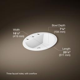 Kohler Bryant 20-1/4'' oval drop-in bathroom sink - White - image 3