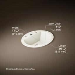 Kohler Bryant 20-1/4'' oval drop-in bathroom sink - Biscuit - image 3