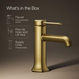 Kohler Occasion Single-handle bathroom sink faucet, 1.2 gpm - Vibrant Brushed Moderne Brass - image 2