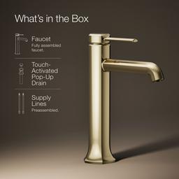 Kohler Occasion Tall single-handle bathroom sink faucet, 1.2 gpm - Vibrant French Gold - image 2