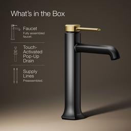 Kohler Occasion Tall single-handle bathroom sink faucet, 1.2 gpm - Matte Black With Brushed Moderne Brass - image 2