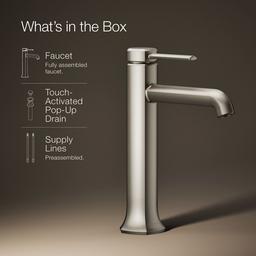 Kohler Occasion Tall single-handle bathroom sink faucet, 1.2 gpm - Vibrant Brushed Nickel - image 2