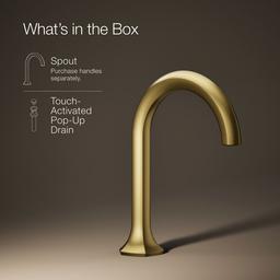 Kohler Occasion Bathroom sink faucet spout with Cane design, 1.2 gpm - Vibrant Brushed Moderne Brass - image 2
