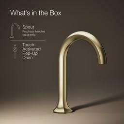 Kohler Occasion Bathroom sink faucet spout with Cane design, 1.2 gpm - Vibrant French Gold - image 2
