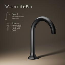 Kohler Occasion Bathroom sink faucet spout with Cane design, 1.2 gpm - Matte Black - image 2