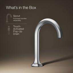 Kohler Occasion Bathroom sink faucet spout with Cane design, 1.2 gpm - Polished Chrome - image 2