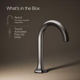 Kohler Occasion Bathroom sink faucet spout with Cane design, 1.2 gpm - Vibrant Titanium - image 2