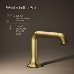 Kohler Occasion Bathroom sink faucet spout with Straight design, 1.2 gpm - Vibrant Brushed Moderne Brass - image 2