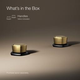 Kohler Occasion Knob bathroom sink faucet handles - Matte Black With Brushed Moderne Brass - image 2