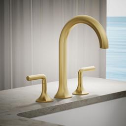 Kohler Occasion Deck-mount bath spout with Cane design - Vibrant Brushed Moderne Brass - image 2