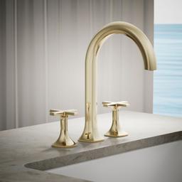 Kohler Occasion Deck-mount bath faucet handles with Cross design - Vibrant French Gold - image 2