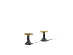 Kohler Occasion Deck-mount bath faucet handles with Cross design - Matte Black With Brushed Moderne Brass - image 1