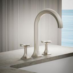 Kohler Occasion Deck-mount bath faucet handles with Cross design - Vibrant Brushed Nickel - image 2