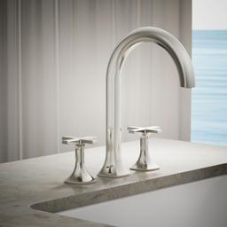 Kohler Occasion Deck-mount bath faucet handles with Cross design - Vibrant Polished Nickel - image 2
