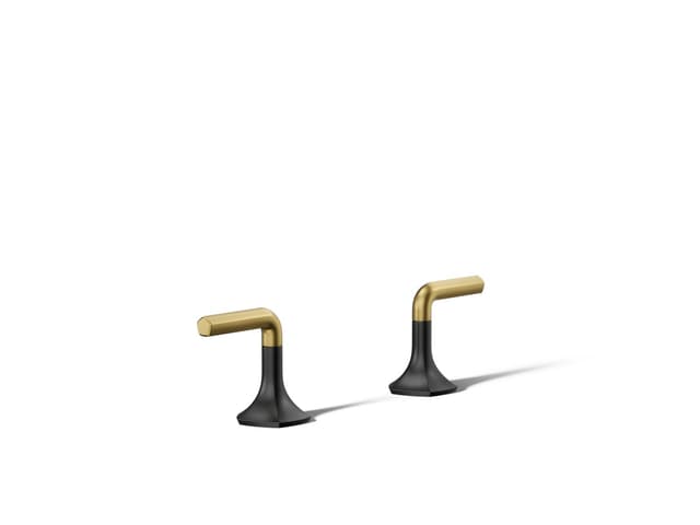 Kohler Occasion Deck-mount bath faucet handles with Lever design - Matte Black With Brushed Moderne Brass