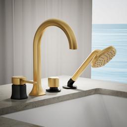 Kohler Occasion Deck-mount handshower holder and two-way diverter valve - Matte Black With Brushed Moderne Brass - image 2