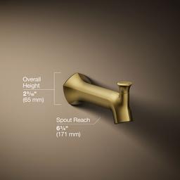 Kohler Occasion Wall-mount bath spout with Straight design and diverter - Vibrant Brushed Moderne Brass - image 3