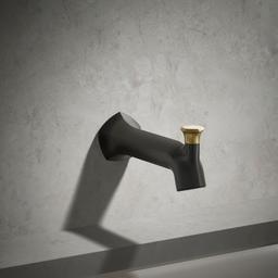 Kohler Occasion Wall-mount bath spout with Straight design and diverter - Matte Black With Brushed Moderne Brass - image 2