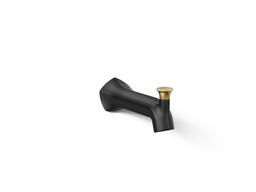 Kohler Occasion Wall-mount bath spout with Straight design and diverter - Matte Black With Brushed Moderne Brass - image 1